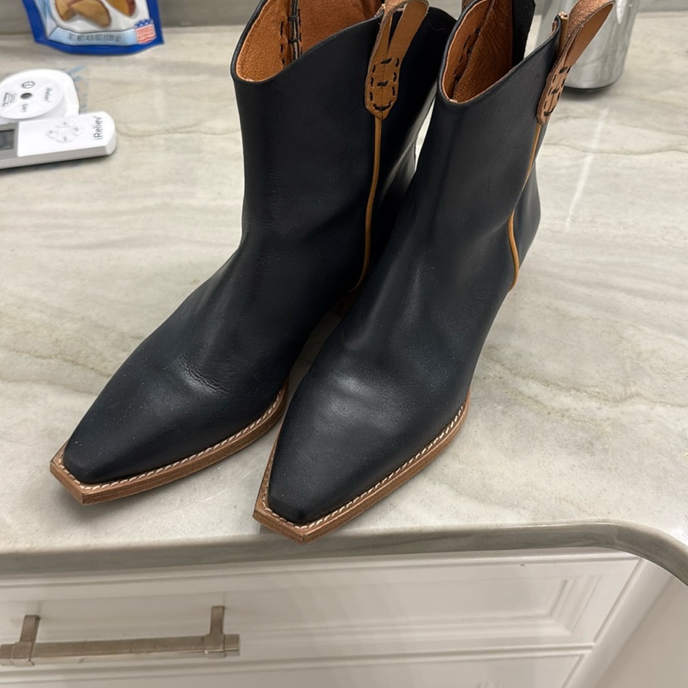 Free People We The Free Wesley Ankle Boot Leather Heeled Black 9